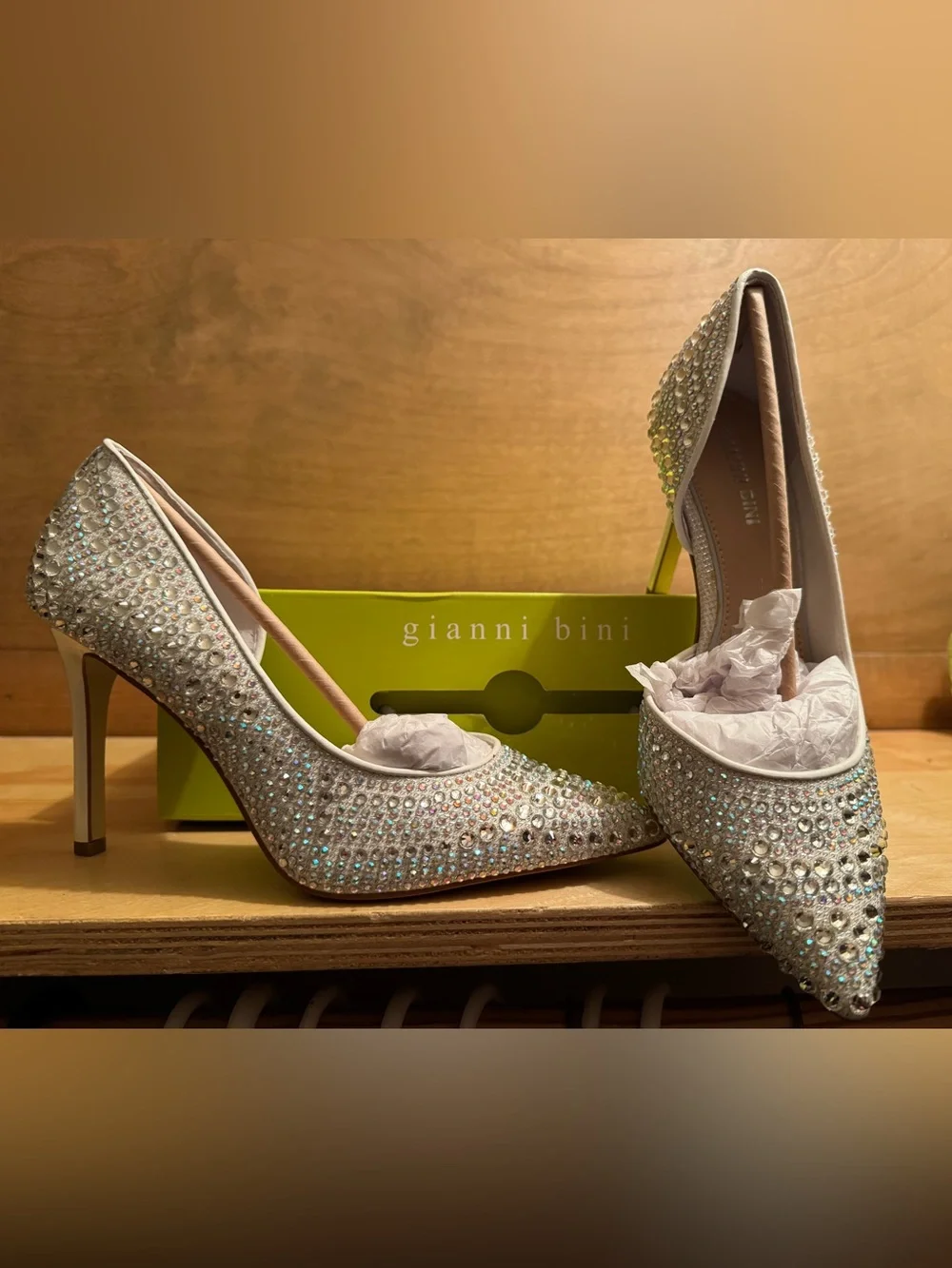 Gianni Bini Silver Crystal Pointed Toe Rhinestone Pumps